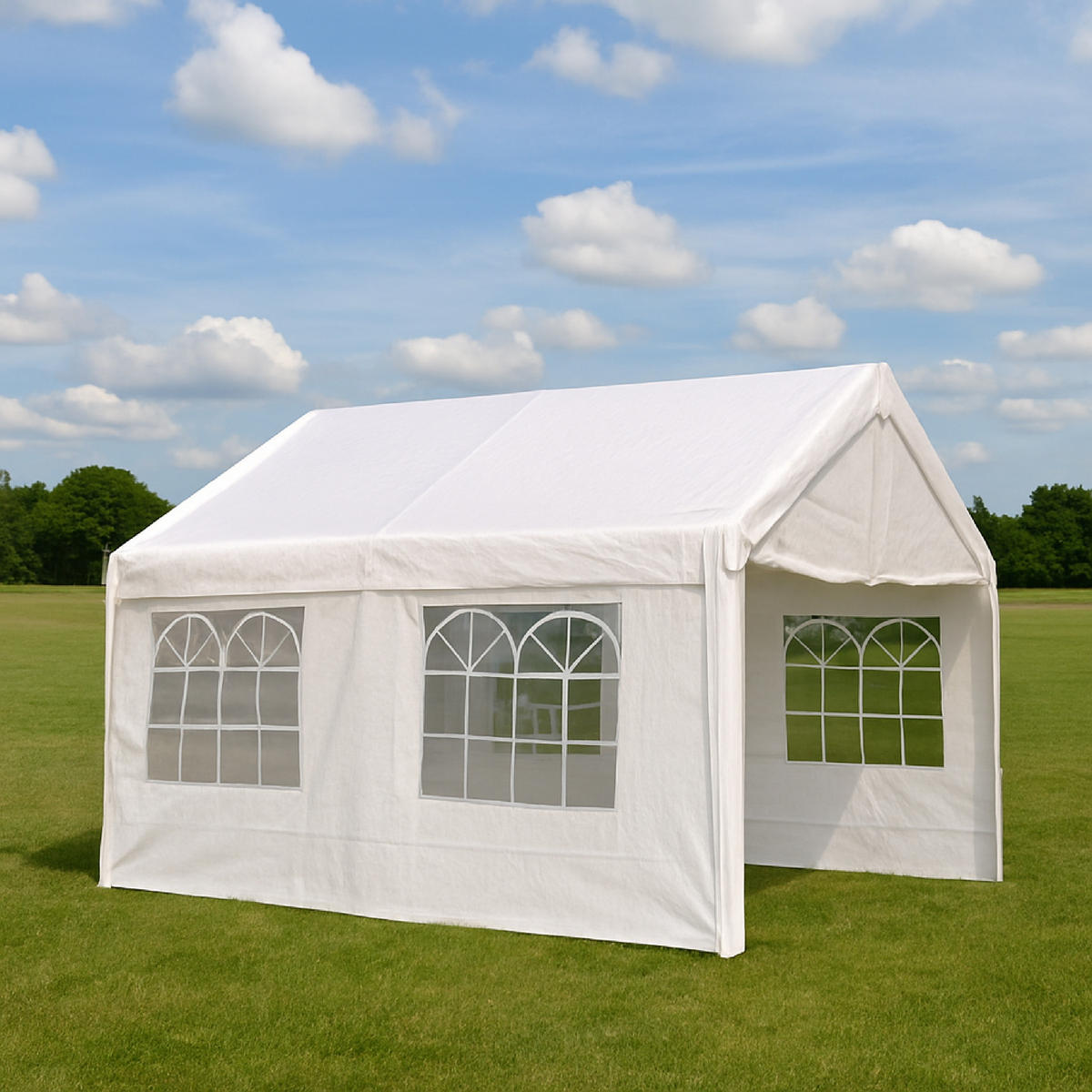 DACHPLANE Livingston - Zeltabdeckung für 3x4 Meter, PE weiss 180g/m². BxTxH: 400x300x285 cm - Weiß, Kunststoff (400/0.3/300cm) - TPFGarden