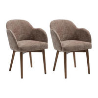 STUHL mit Armlehnen 2er-Set - Strukturstoff & Kautschukholz - Taupe - MODINIA - Braun, Textil (60/84/58cm) - Vente-Unique