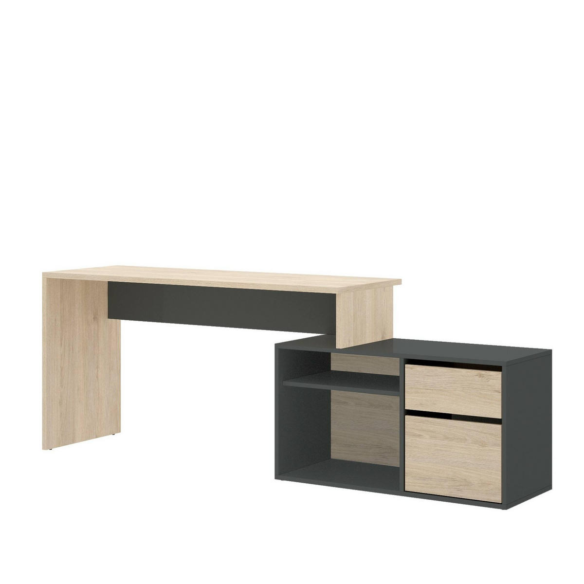 ECKSCHREIBTISCH Eiche, Anthrazit 92/139/75 cm - Schwarz, Holzwerkstoff (92/139/75cm) - DMORA