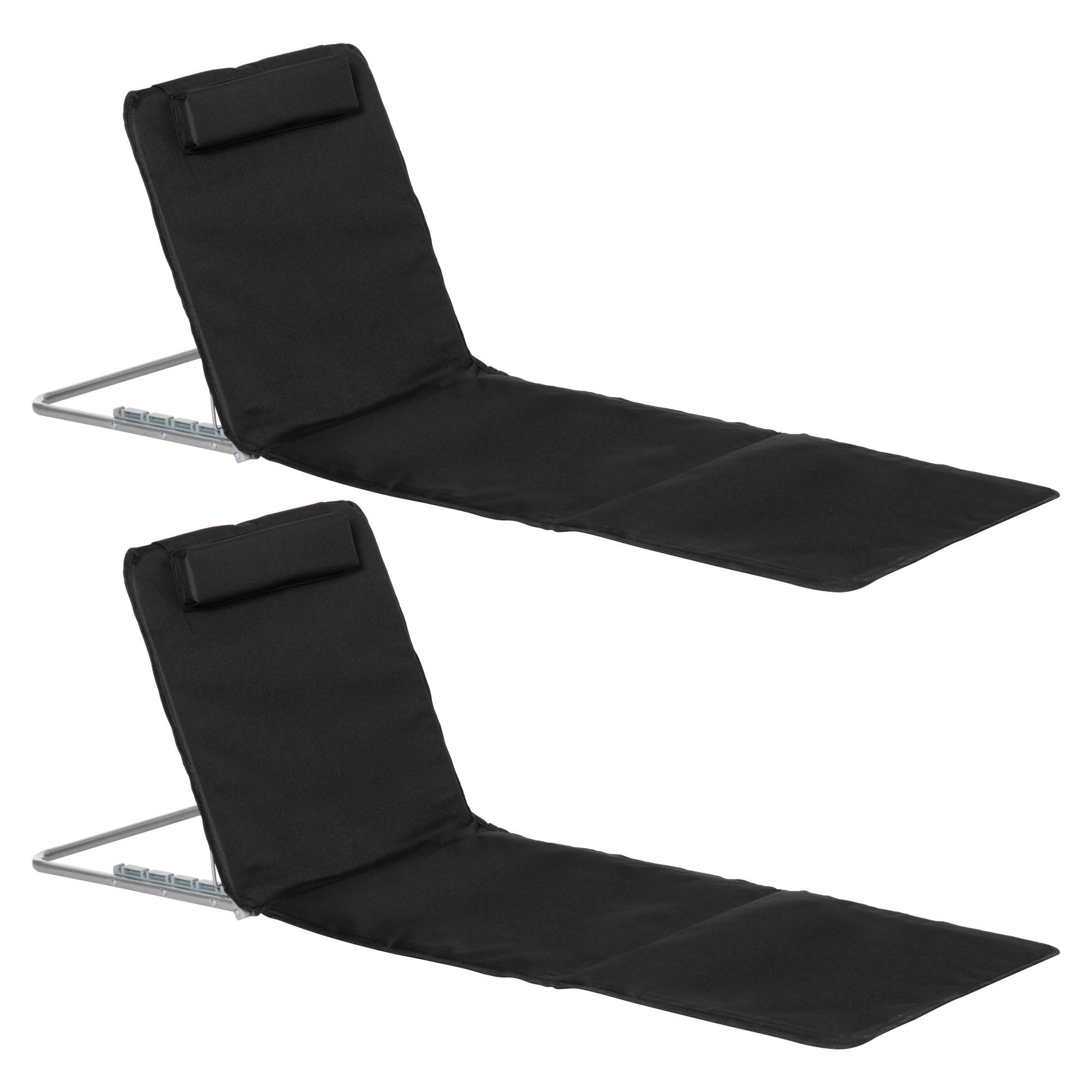 HÖHENVERSTELLBARE STRANDLIEGE, 134 x 48 x 33-43 cm, Stahl, Schwarz - Schwarz, Kunststoff (134/43/48cm) - Outsunny