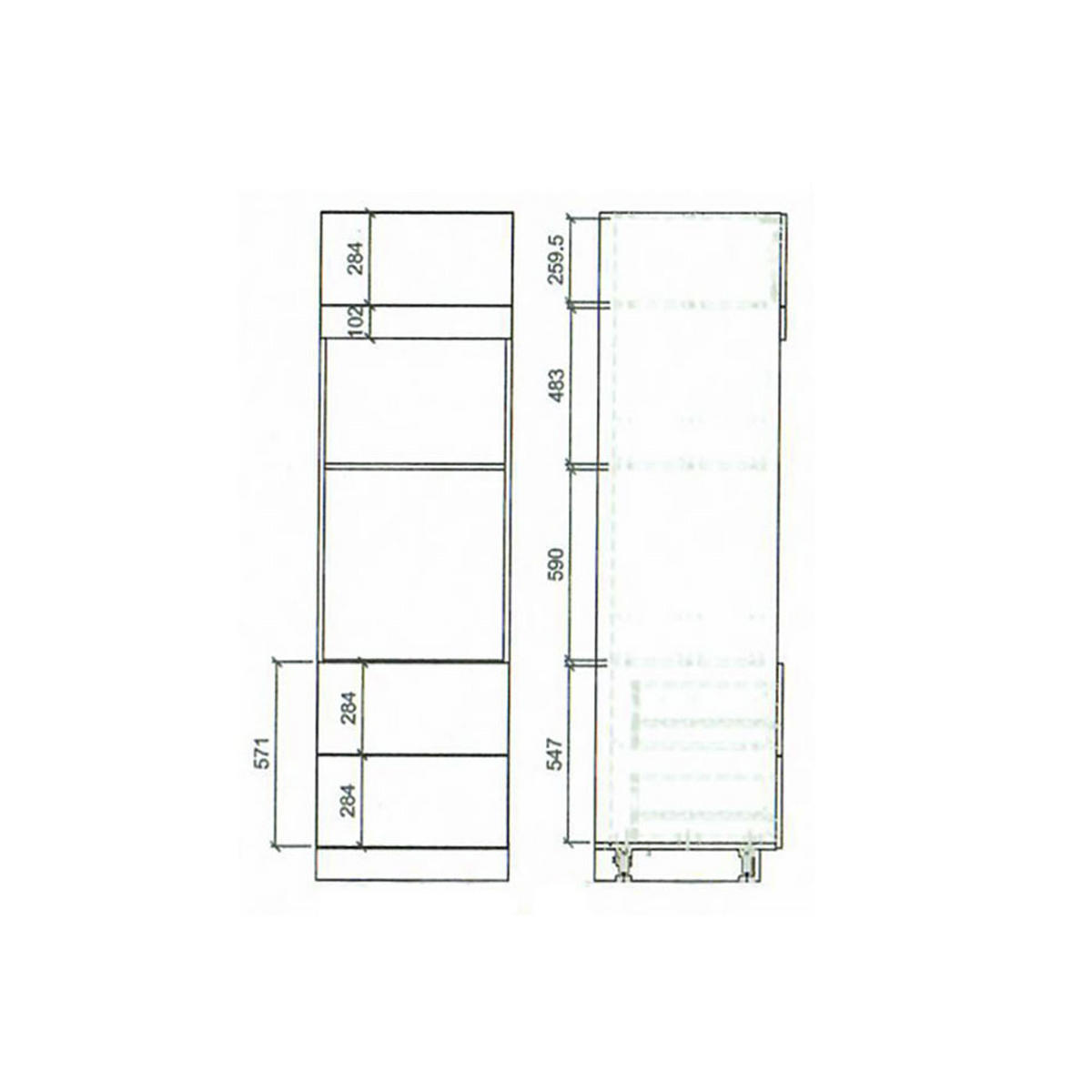 BACKOFENUMBAUSCHRANK Bari D14/RU/2 284 Lava / RAL 7040 fenstergrau 60 / 59 / 207cm Blum Teilauszug - Dunkelgrau/Grau, Holz/Holzwerkstoff (60/207/59cm) - Feldmann-Wohnen