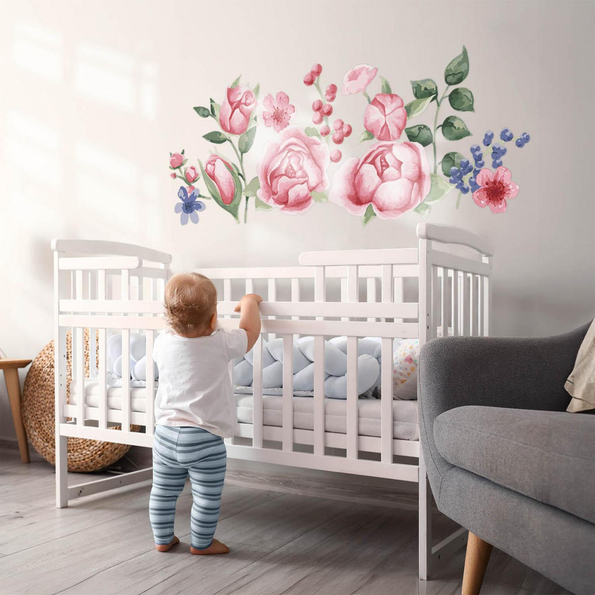 WANDAUFKLEBER 80x102cm - Pfingstrosen - Multicolor, Kunststoff (80/102/0.1cm) - Wallfluent