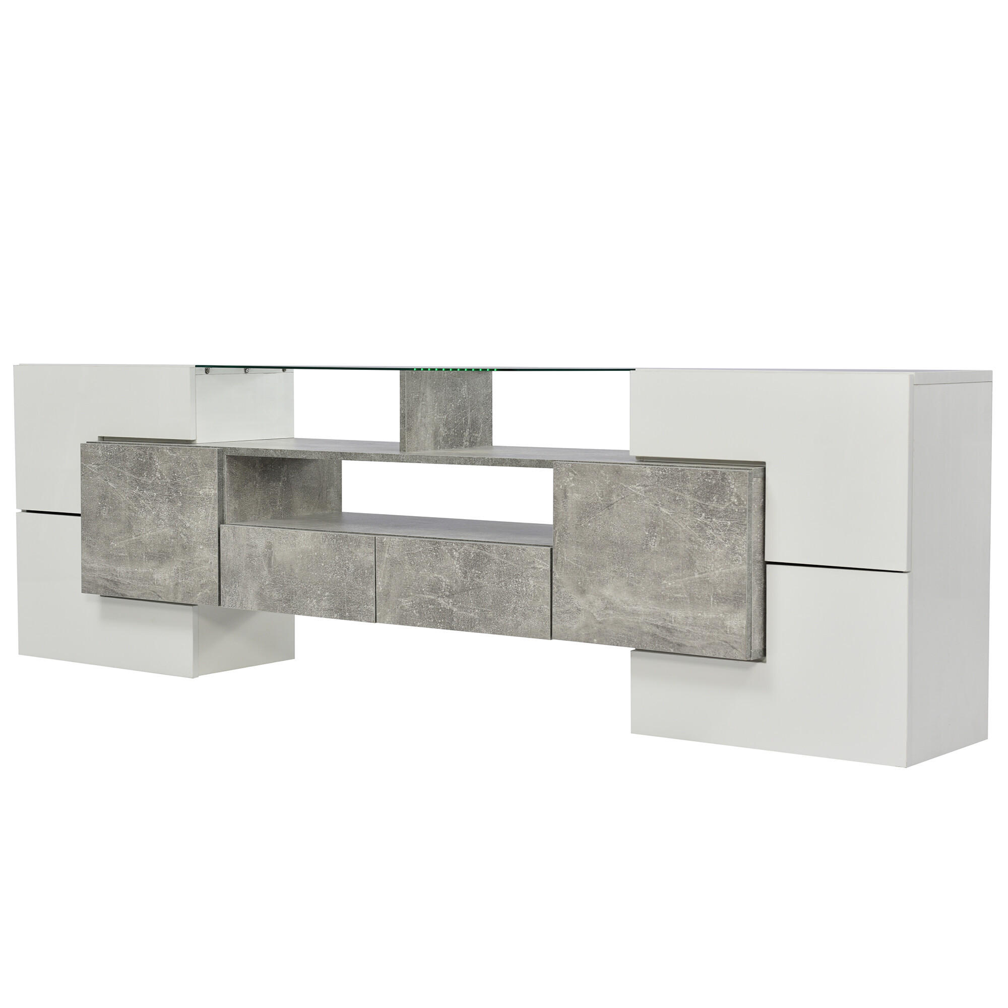 TV-MÖBEL Weiß und Grau 200/30/60,7 cm - Grau, Holzwerkstoff (30/60.7/200cm) - Urban Meuble