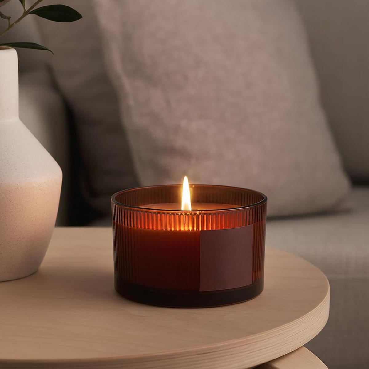 DUFTKERZE 18 Std. Brenndauer Fodu 13/13/8 cm - Orange, Paraffin (13/8cm) - Home Styling Collection