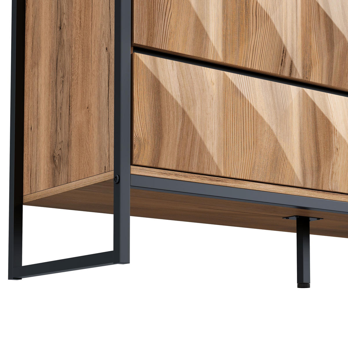 SIDEBOARD Schwarz Holzoptik Metallbeine erhöhte Türen - Multicolor, Holzwerkstoff (40/80/120cm) - FLIEKS