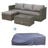 GARTENLOUNGE Queens + Abdeckung Grau - Grau, Kunststoff - SVITA