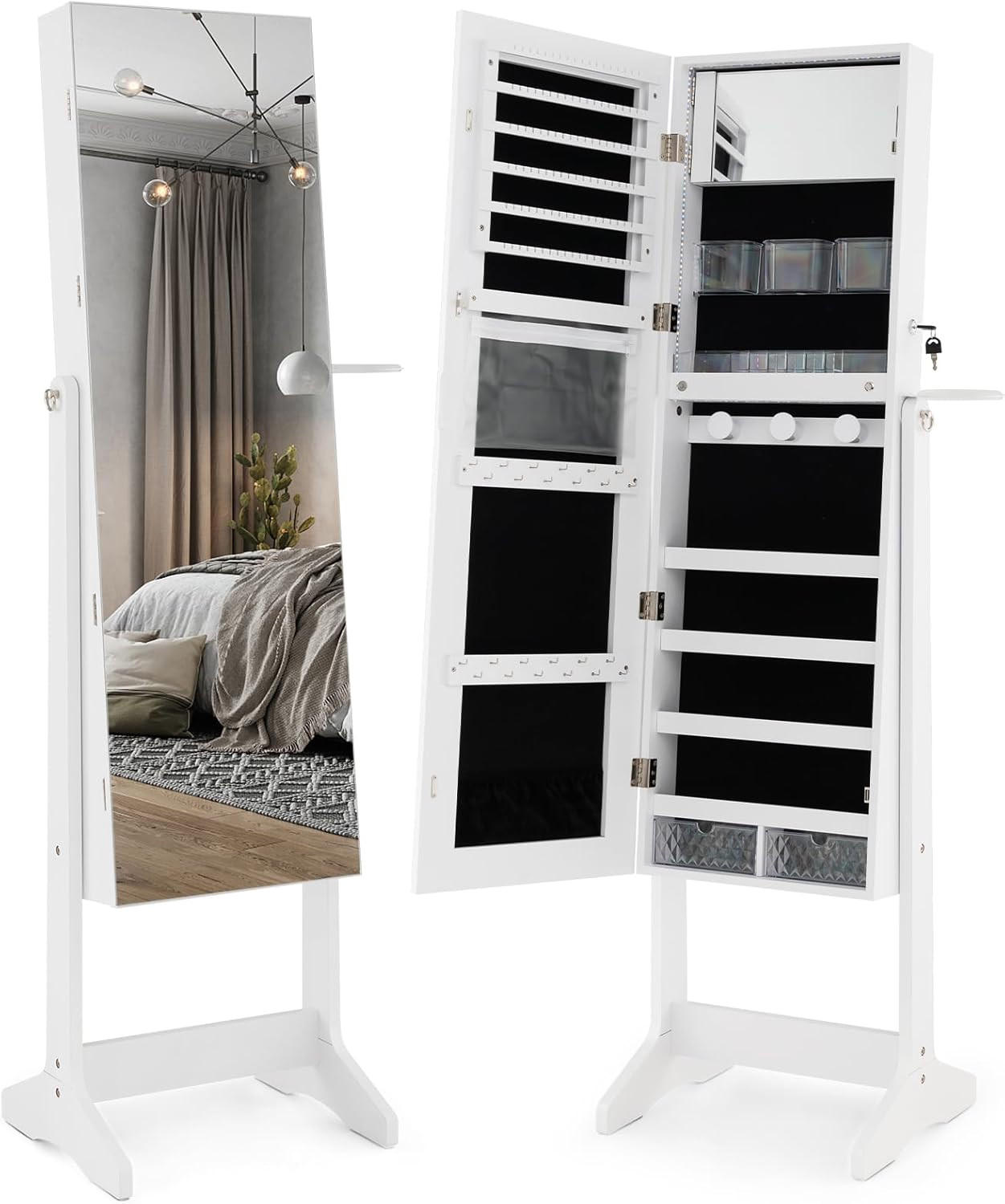 Costway Schmuckschrank Weiß 41x156x37 cm