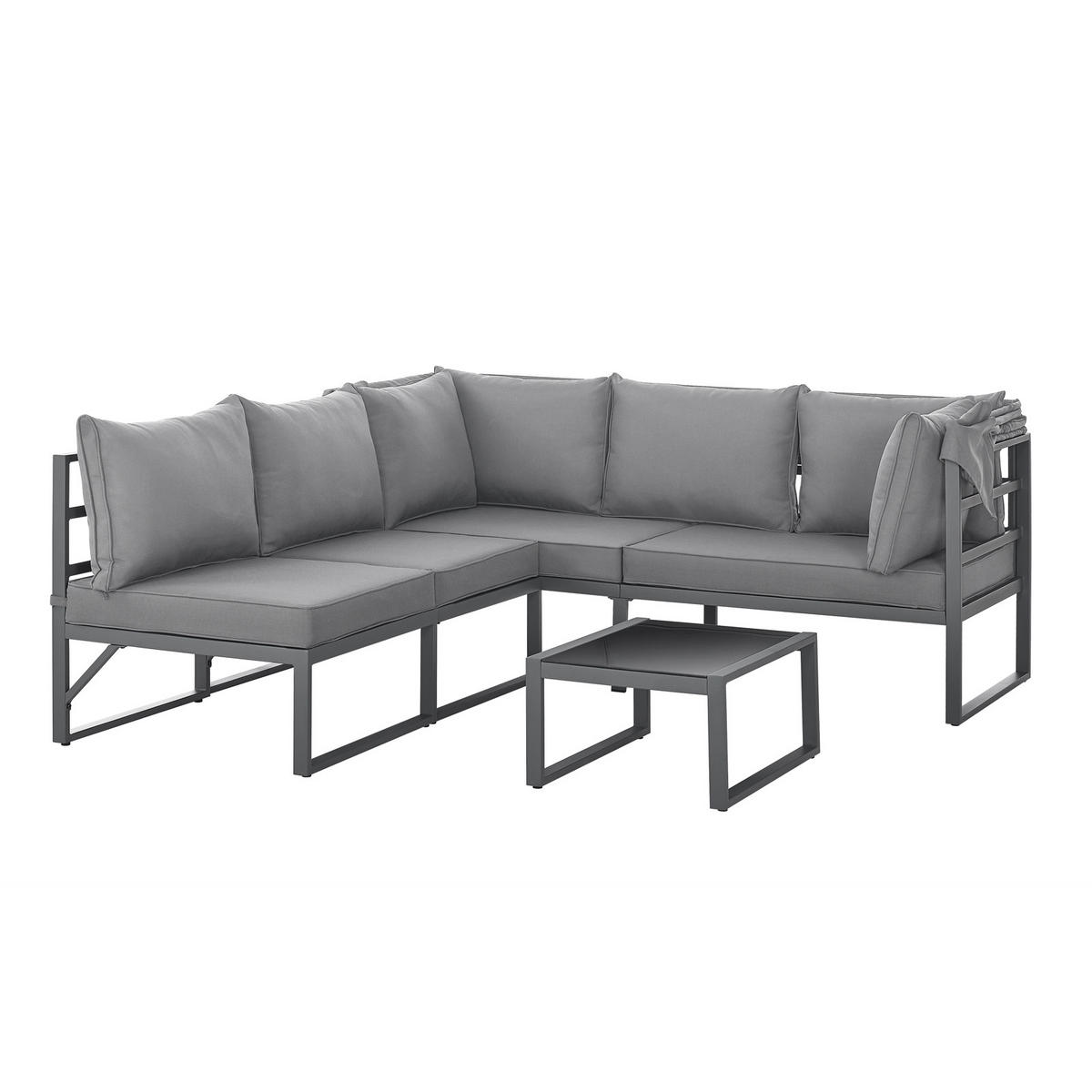 GARTENLOUNGE Maui Hellgrau - Hellgrau, Metall - SVITA