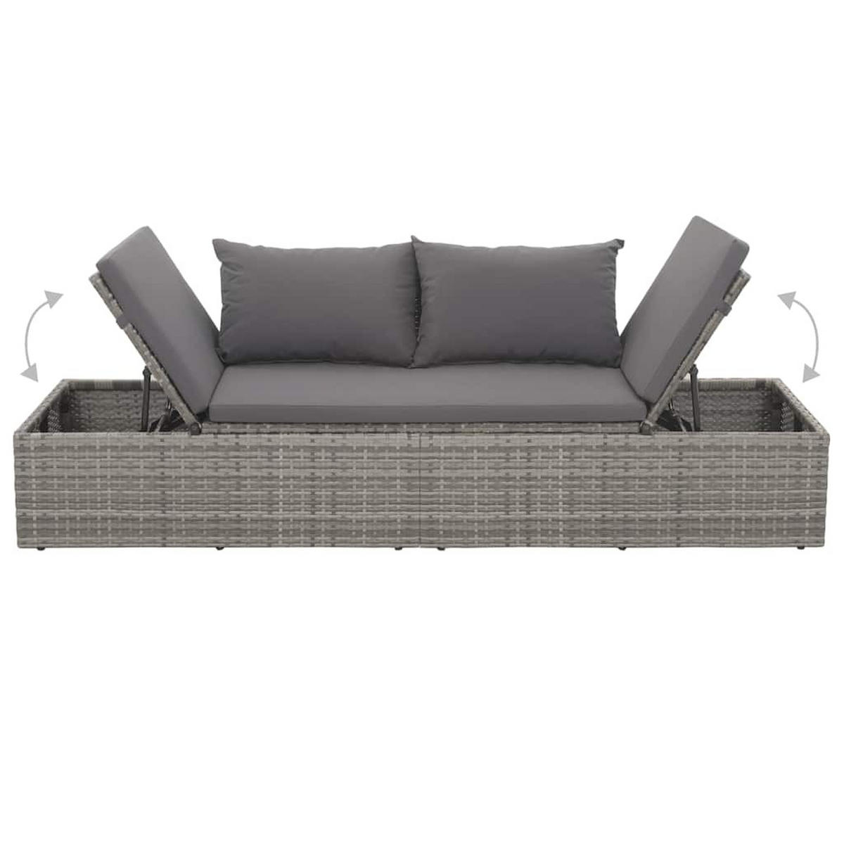 GARTENBETT Grau 195/60 Cm Poly Rattan - Dunkelgrau/Grau, Kunststoff/Textil (60/60/195cm) - vidaXL