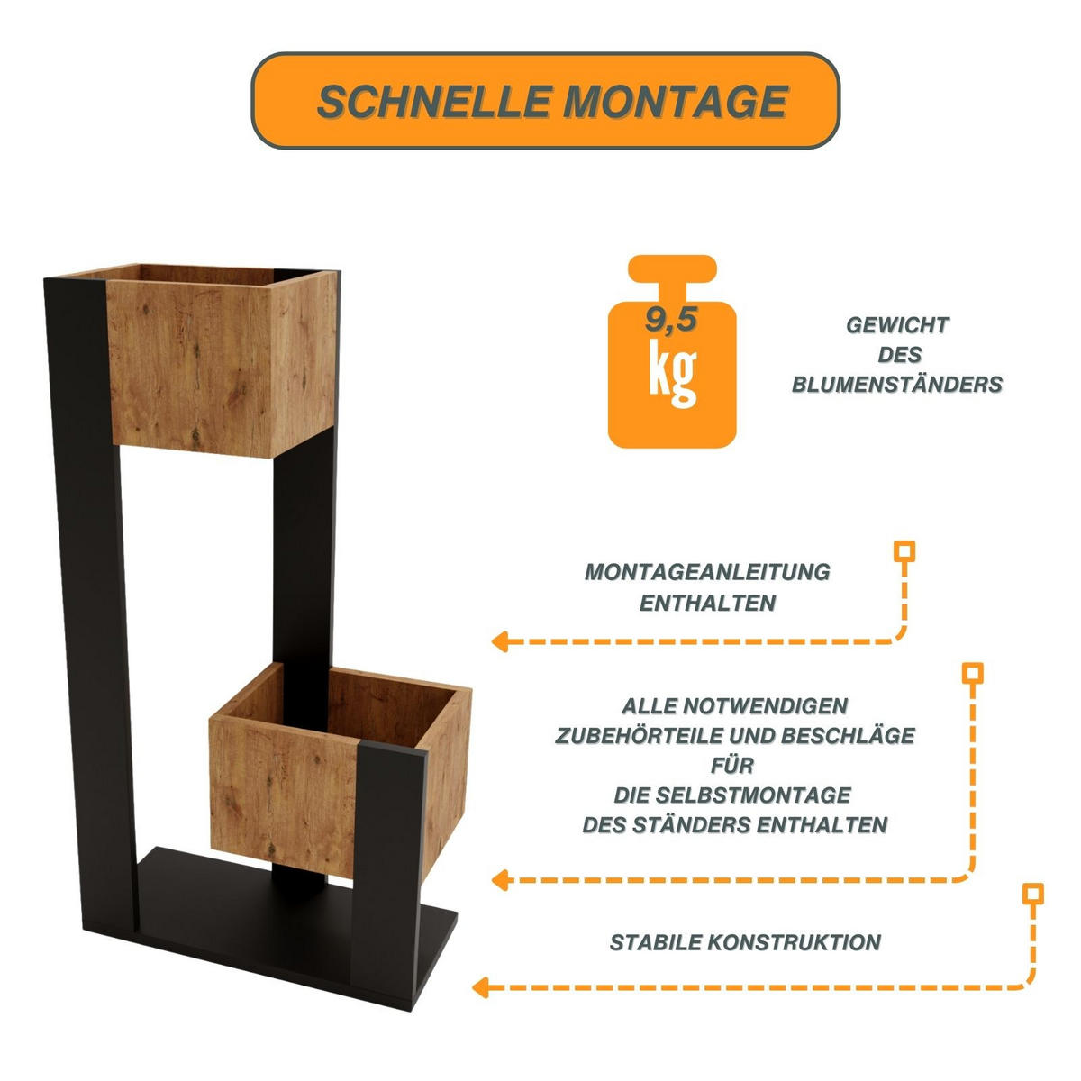 BLUMENSTÄNDER Duo 2 - Nussbaumfarben, Holzwerkstoff (23/98/49cm) - RAUMHIRSCH FURNITURE