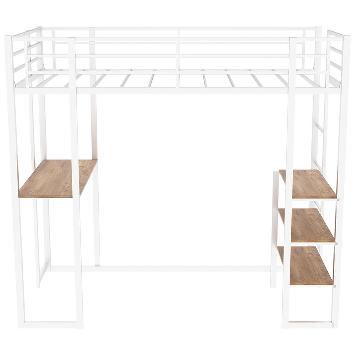HOCHBETT mit Schreibtisch Metall Weiß - Weiß, Holz (90/190cm) - Meubliv