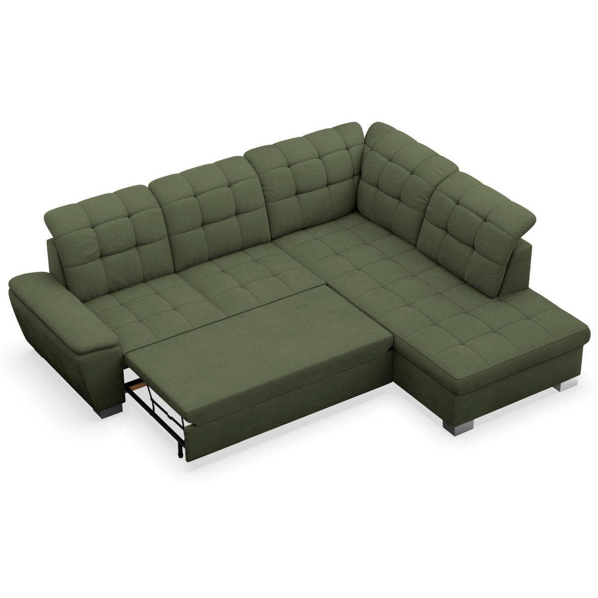 ECKSOFA Jamaal Khaki rechtsseitig - Schwarz/Grün, Textil (258/212cm) - Selsey