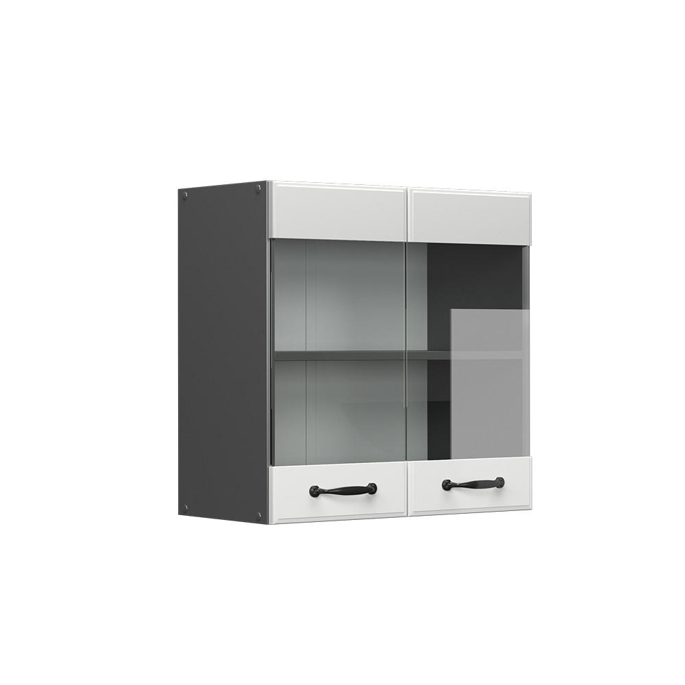 KÜCHENGLASSCHRANK R-Line Weiß Landhaus 60 cm - Anthrazit/Weiß, Holzwerkstoff (60/60/31cm) - Vicco