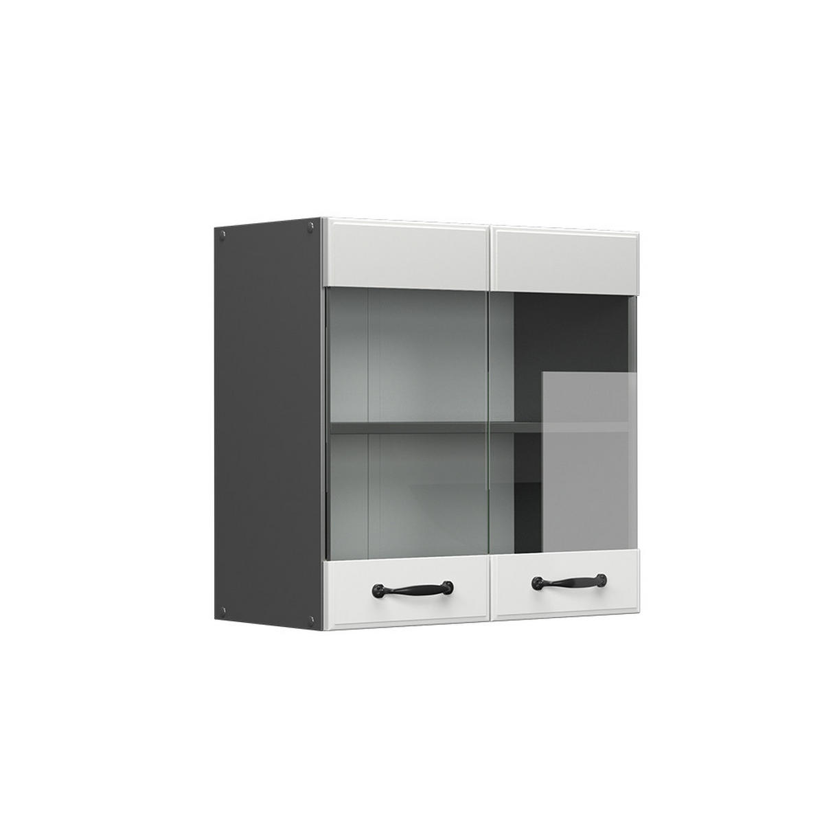 KÜCHENGLASSCHRANK R-Line Weiß Landhaus 60 cm - Anthrazit/Weiß, Holzwerkstoff (60/60/31cm) - Vicco