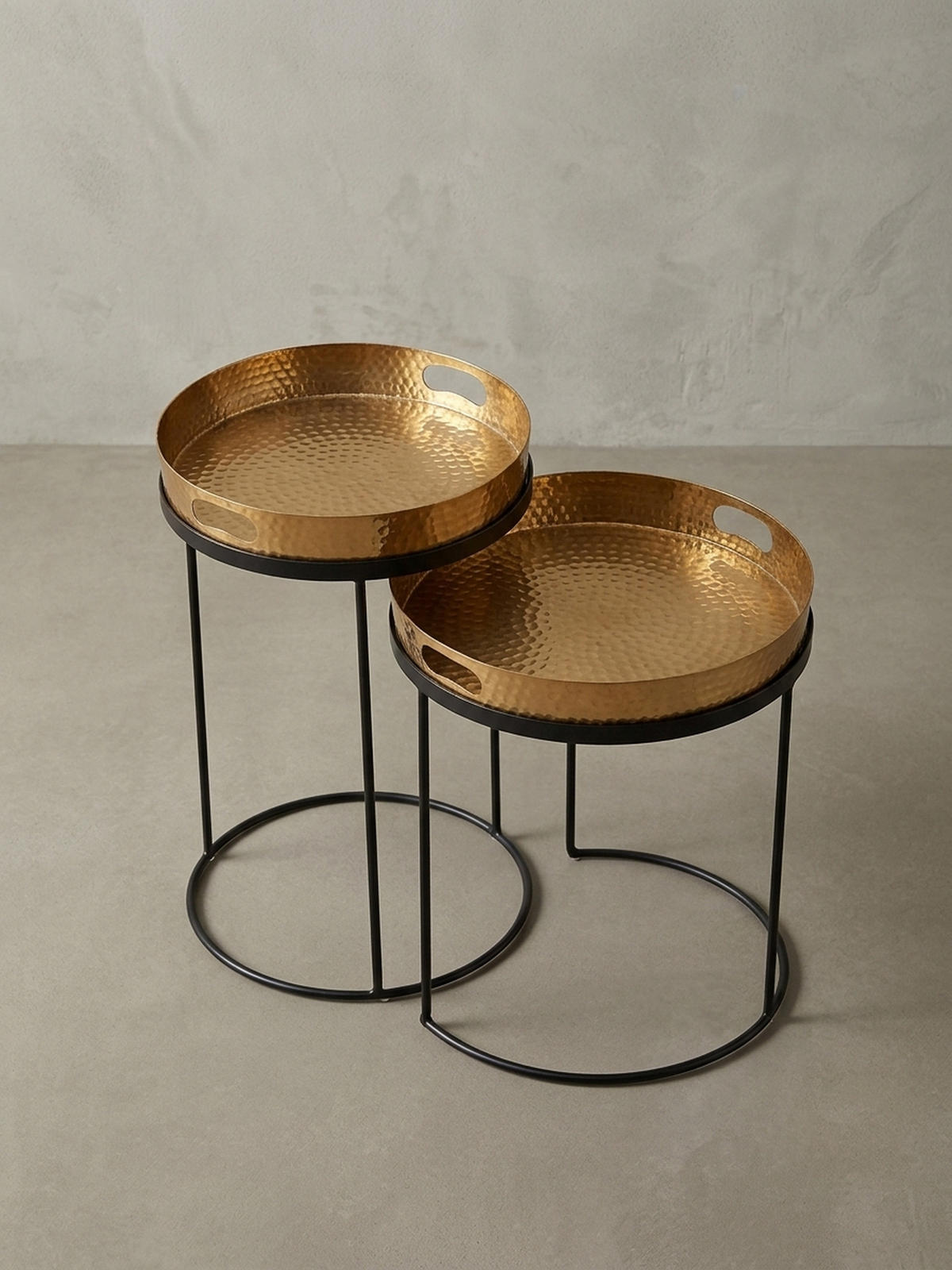 BEISTELLTISCH Aluminium Stahl Hammerstruktur Abnehmbare Platte NERA, Gold 38x38x45 cm - Goldfarben/Schwarz, Metall (38/38/45cm) - KADIMA DESIGN