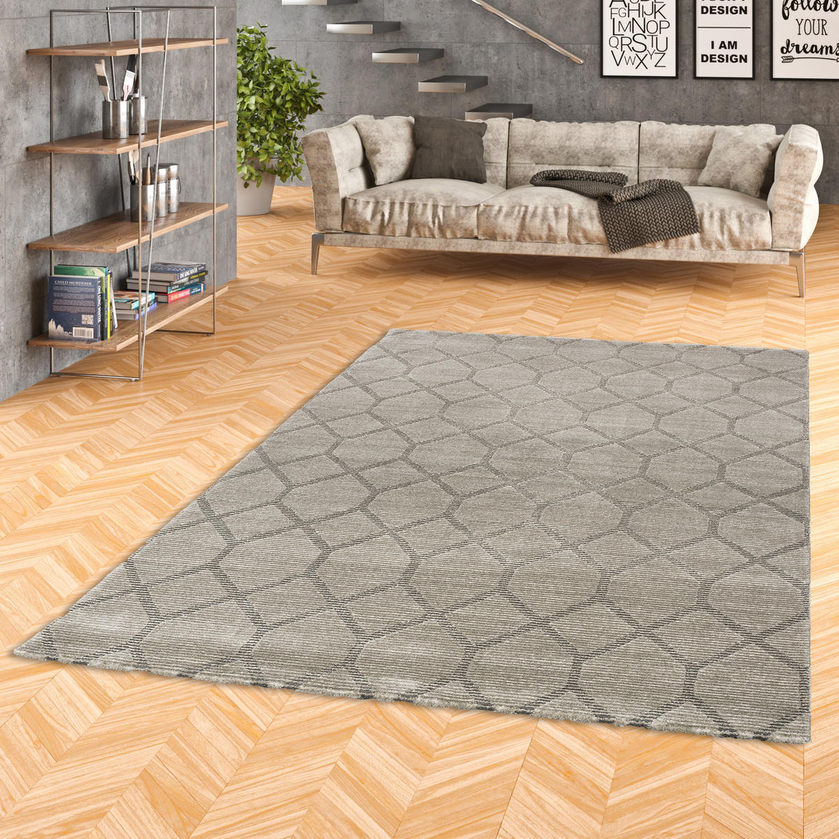 VENEZIA LUXUS DESIGNER TEPPICH RAUTEN - Grau, Textil (200/290cm) - Pergamon