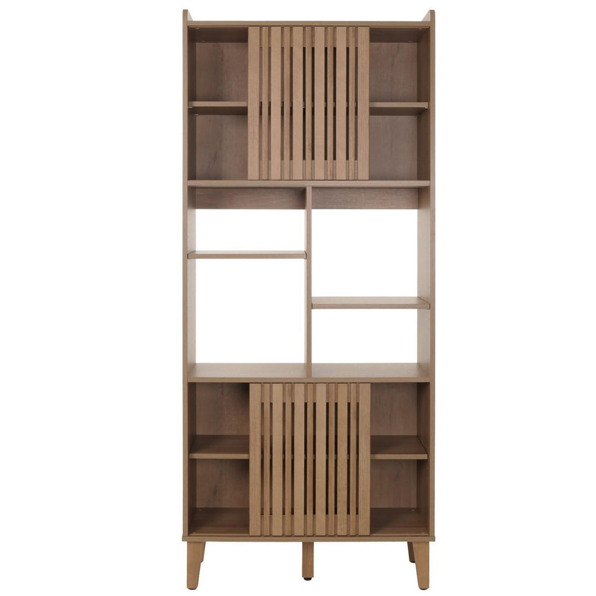 BÜCHERREGAL 178x75x35cm Schiebetür 8 Staufächer MDF natur - Naturfarben, Holz (75/178/35cm) - BERLINLODGE