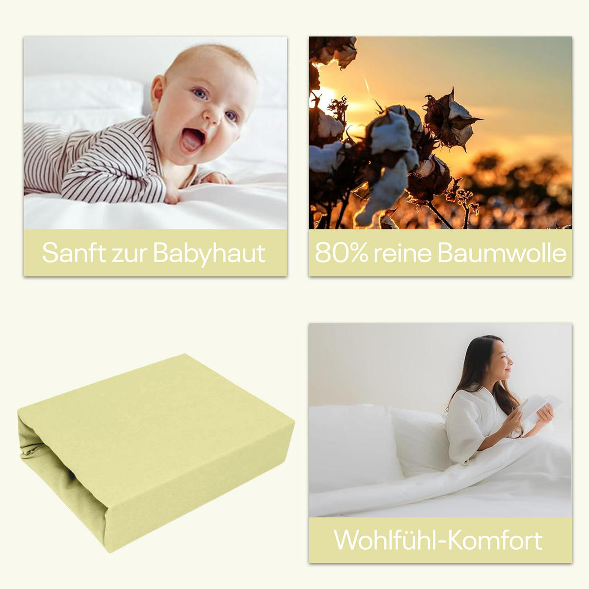 SPANNBETTLAKEN 80/180 cm, Jersey Elastisch 100 % Baumwolle Creme - Creme, Textil (80/180cm) - Best For Home