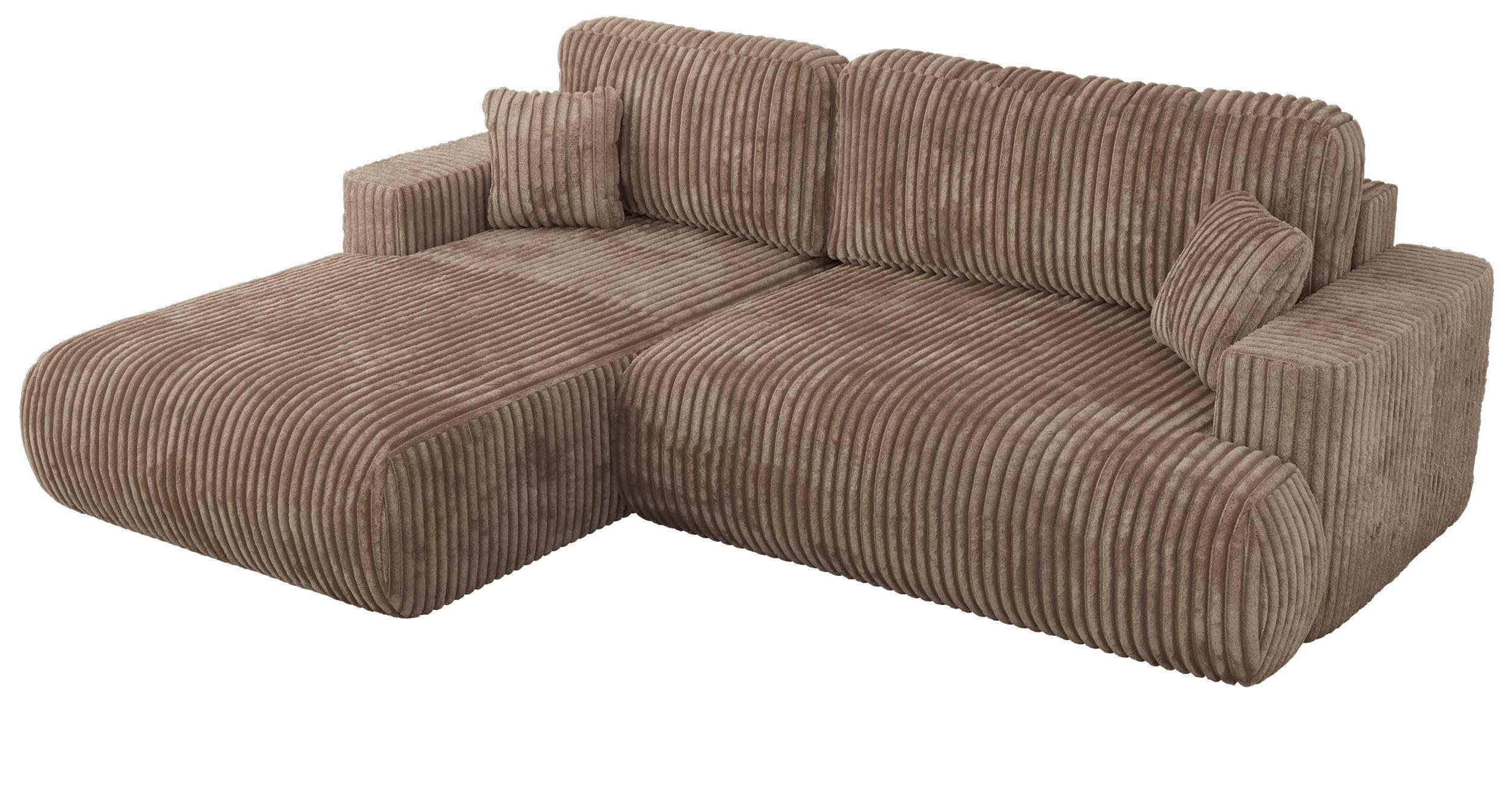 ECKSOFA OVO L Braun Cord - Links Seite - Schwarz/Braun, Kunststoff/Textil (271/195cm) - MKS