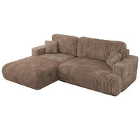 ECKSOFA OVO L Braun Cord - Links Seite - Schwarz/Braun, Kunststoff/Textil (271/195cm) - MKS