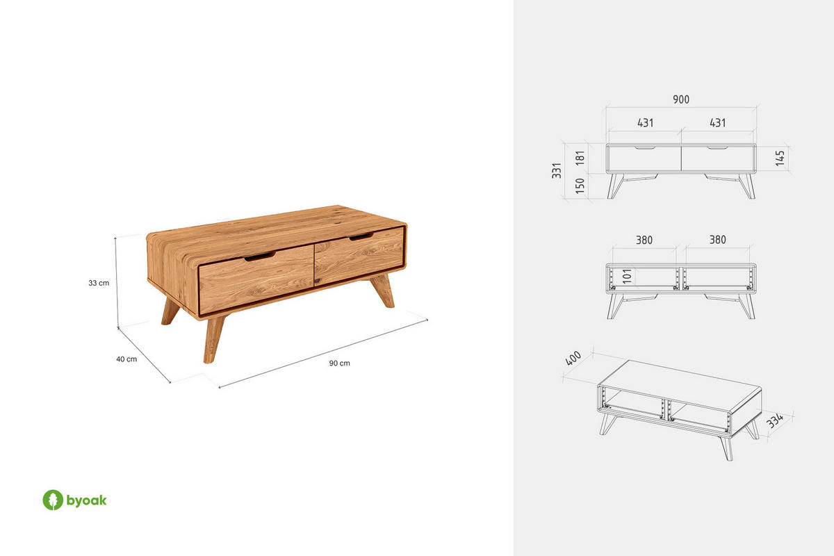 GREG TV-SCHRANK Kernbuche - Kernbuche, Holz (90/33/40cm) - byoak