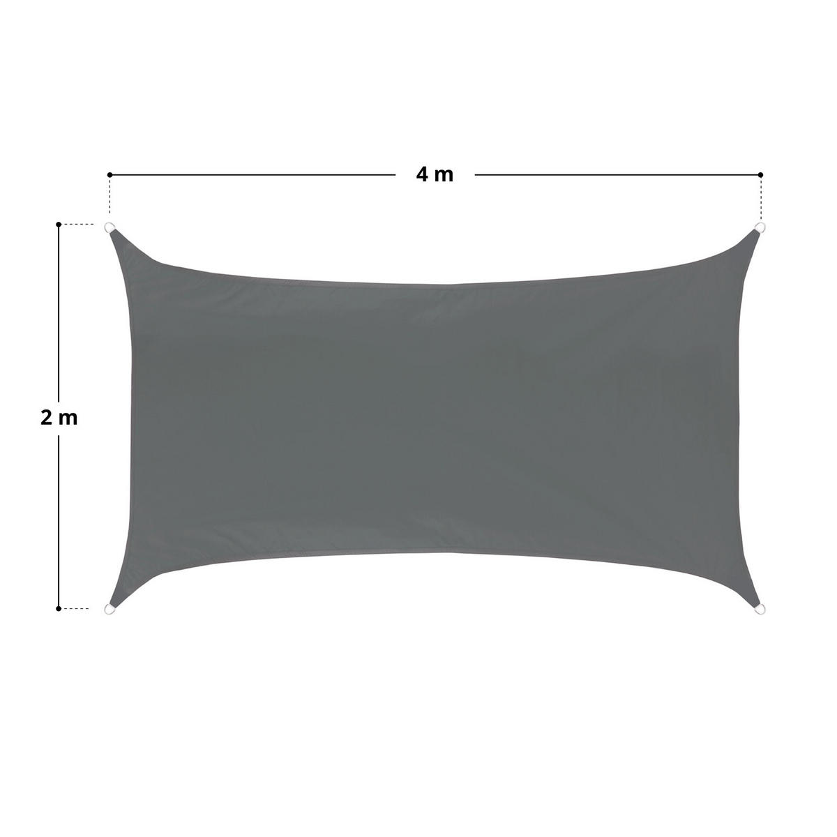 SONNENSEGEL Rechteckig 2x4m - Dunkelgrau, Textil (400/200cm) - SVITA