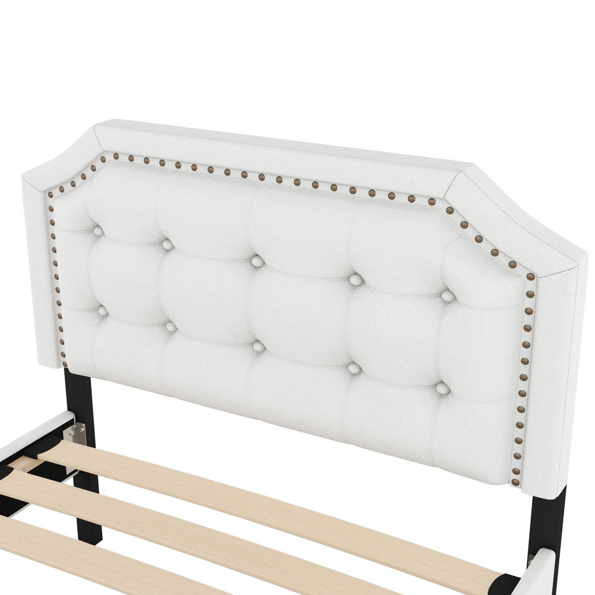 POLSTERBETT 90/200 cm Hellbeige aus MDF mit 2 Schubladen - Ecru, Holzwerkstoff (90/200cm) - OKMYHOME