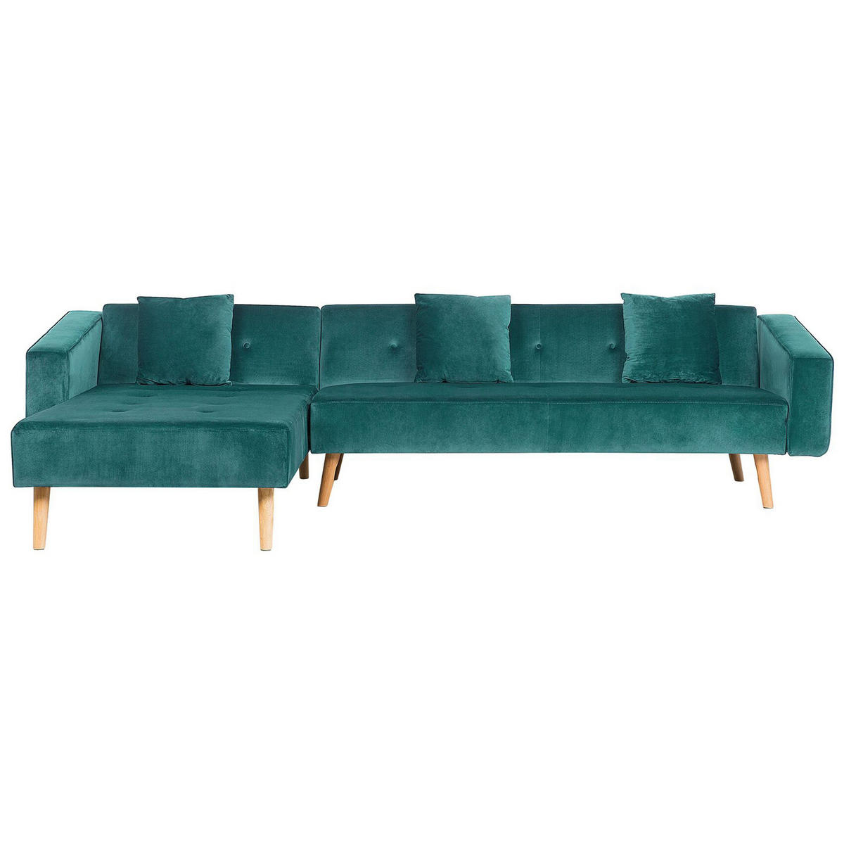 ECKSOFA Samtstoff Grün Vadso - Hellgrün, Textil (303/98cm) - Beliani