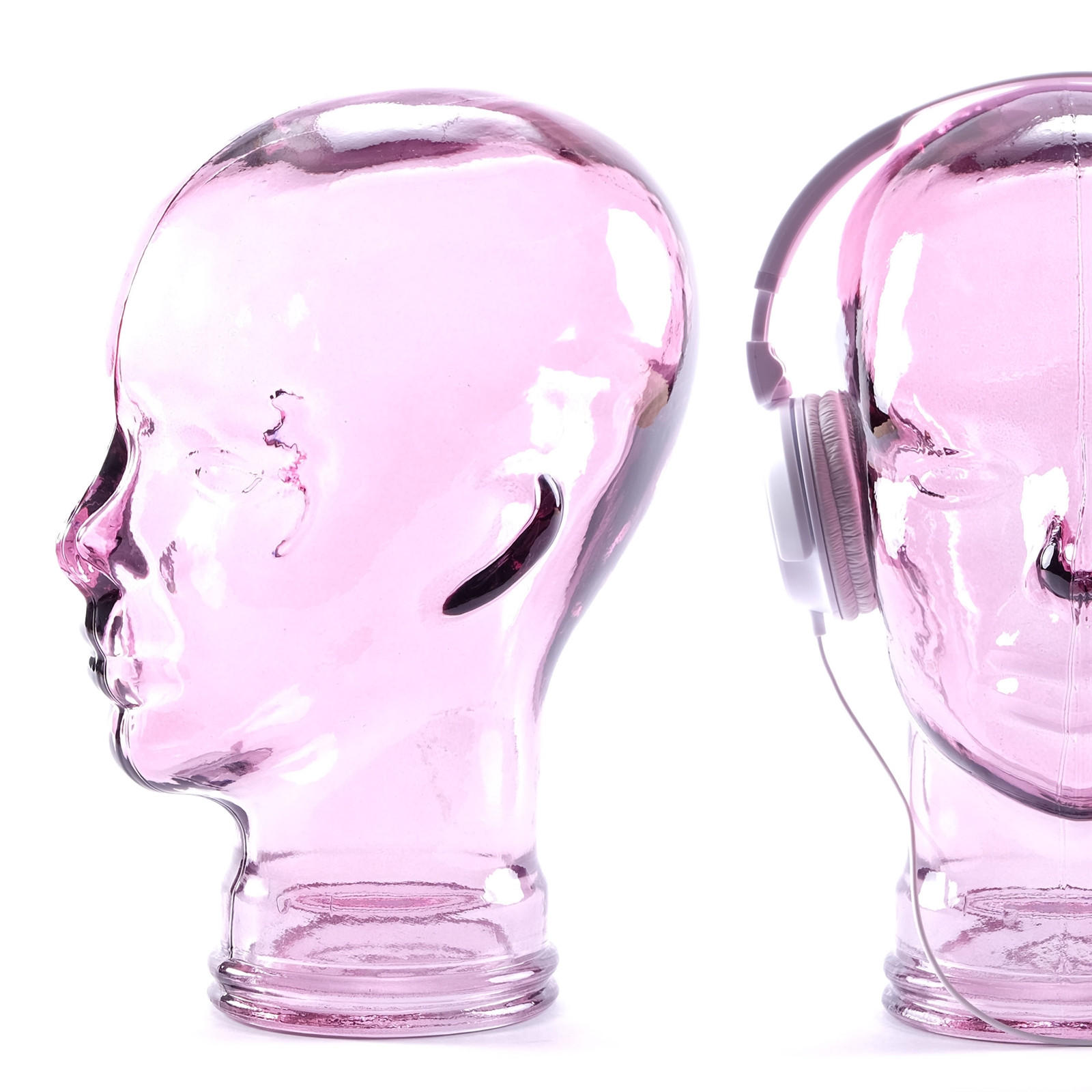 KOPFHÖRERSTÄNDER MICK Glas transparent lila - Violett, Glas (21/29/21cm) - DESIGN DELIGHTS