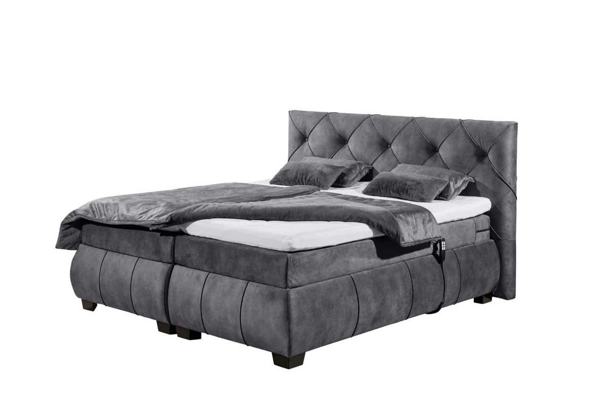 BOXSPRINGBETT 180x200 inkl. Elektrofunktion, Topper und Matratze - Schieferfarben/Rostfarben, Holz/Holzwerkstoff (180/200cm) - ed exciting design