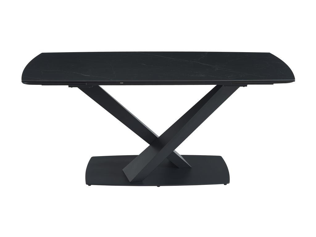 ESSTISCH ausziehbar - 6 bis 10 Personen - Sicherheitsglas, Keramik & Metall - Marmor-Optik Schwarz - MALATA - Schwarz, Glas (260/90/76cm) - Vente-Unique