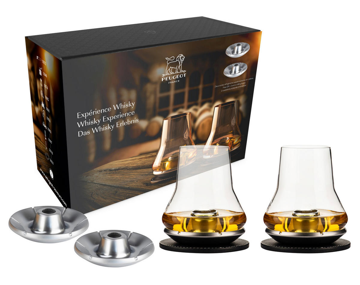 GESCHENKSET Experience Whisky Gläser mit Kühlsockel - Grau, Glas (0.4L) - PEUGEOT