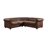 ECKSOFA - Microfaser - Vintage-Look - CHESTERFIELD - Braun, Textil (220/74/220cm) - Vente-Unique