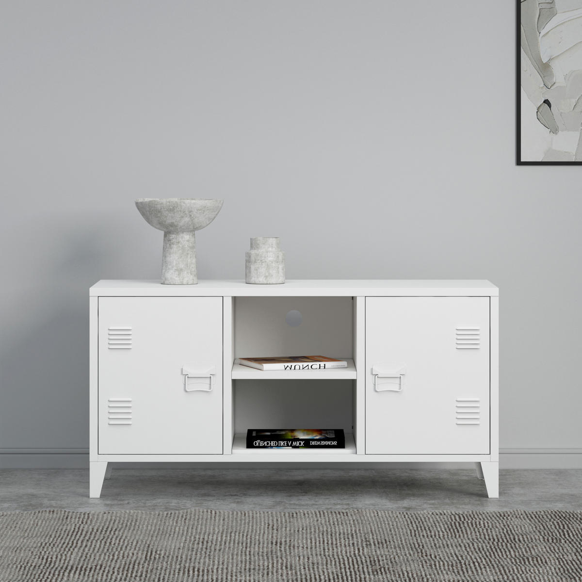 SIDEBOARD Kotka - Weiß, Metall (113/58/40cm) - [en.casa]