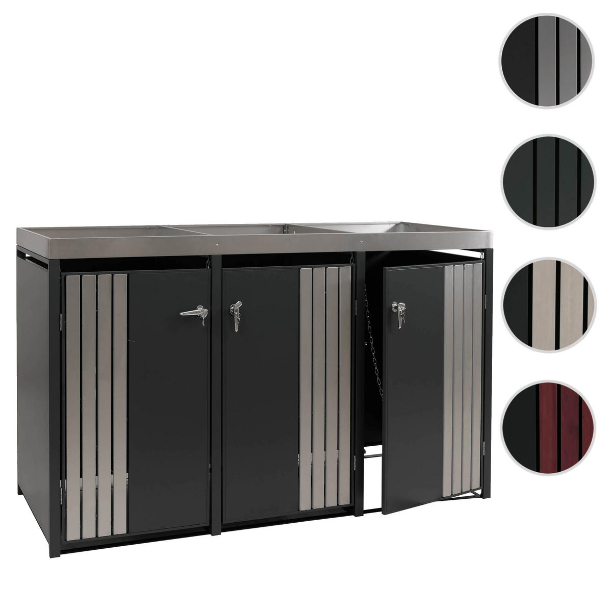 3ER-MÜLLTONNENVERKLEIDUNG Anthrazit, Silber - Anthrazit/Silberfarben, Metall (196/125/84cm) - MCW