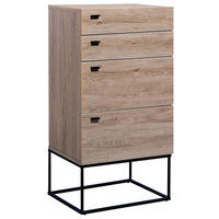 KOMMODE 4 Schubladen heller Holzfarbton Acra - Hellbraun/Schwarz, Holzwerkstoff (52/106/41cm) - Beliani