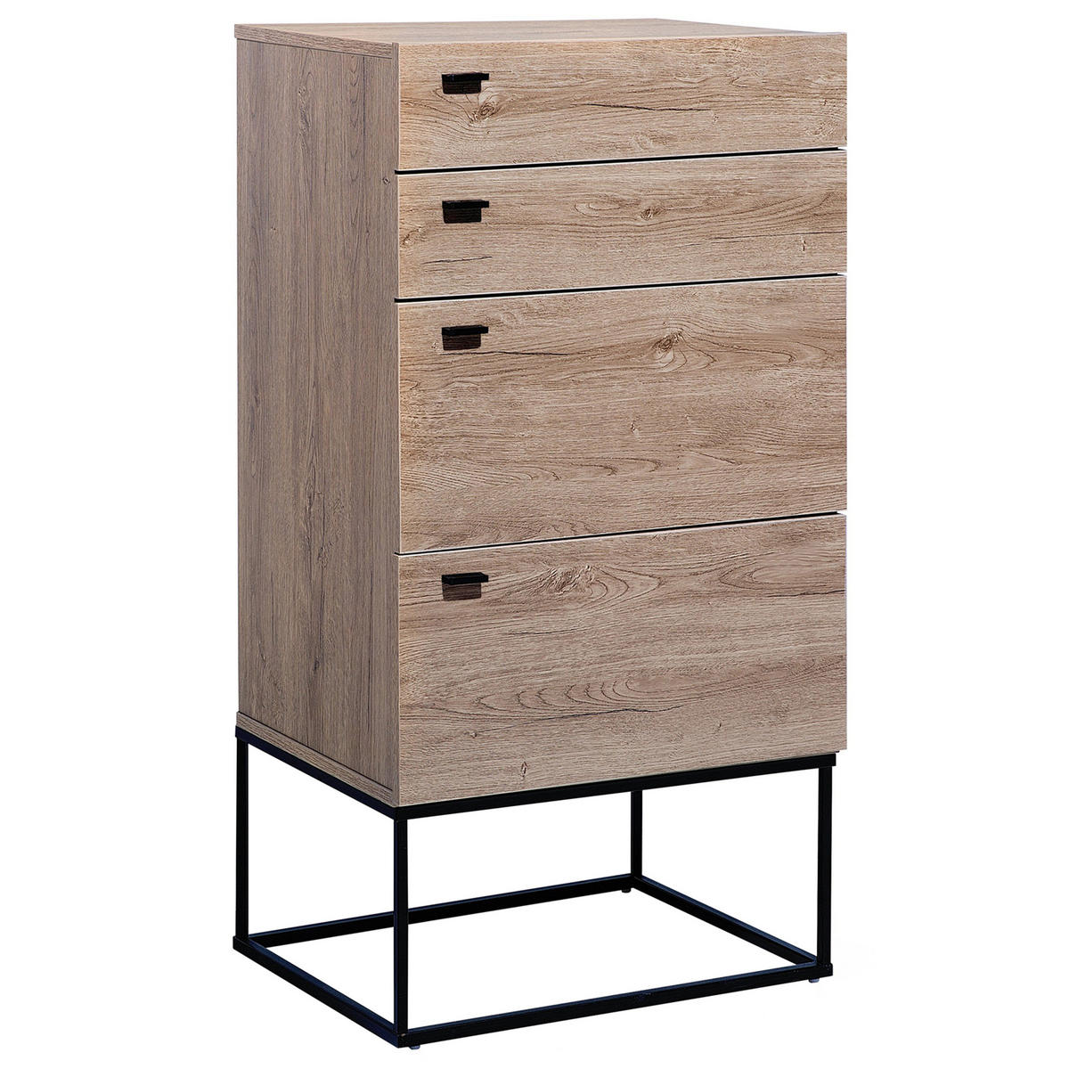 KOMMODE 4 Schubladen heller Holzfarbton Acra - Hellbraun/Schwarz, Holzwerkstoff (52/106/41cm) - Beliani