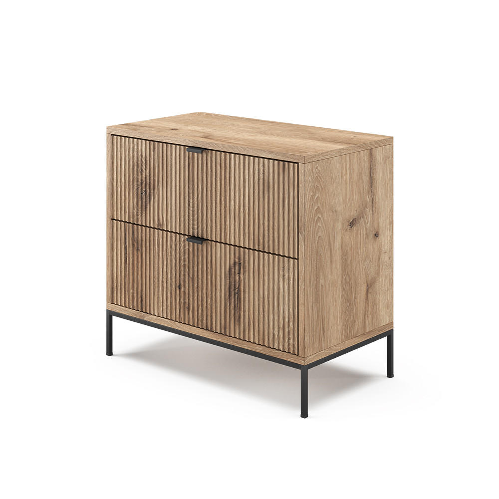 NACHTTISCH Eliza Viking Oak 66 x 60 cm mit 2 Schubladen - Eiche Wotan, Holzwerkstoff (66/60/36cm) - Vicco