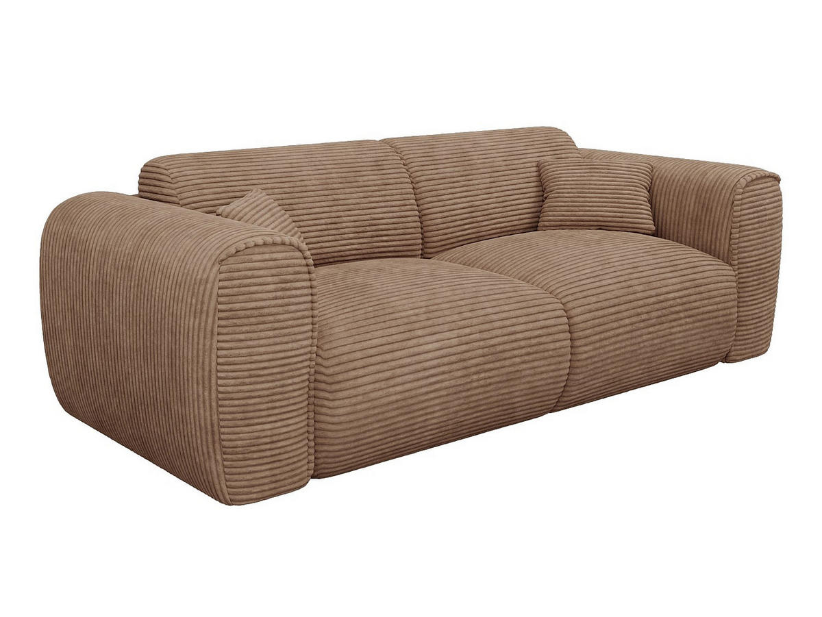 SCHLAFSOFA - 3 Personen - samt - taupe Pognia - Taupe, Kunststoff/Textil (216/73/100cm) - Vente-Unique