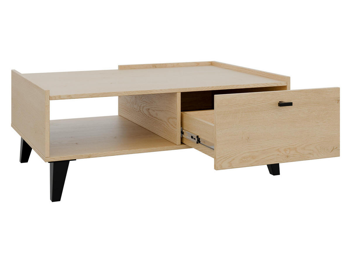 NACHTTISCH Vurkizo 1SZ - Eichefarben/Schwarz, Holzwerkstoff/Kunststoff (51/55/40cm) - MIRJAN24