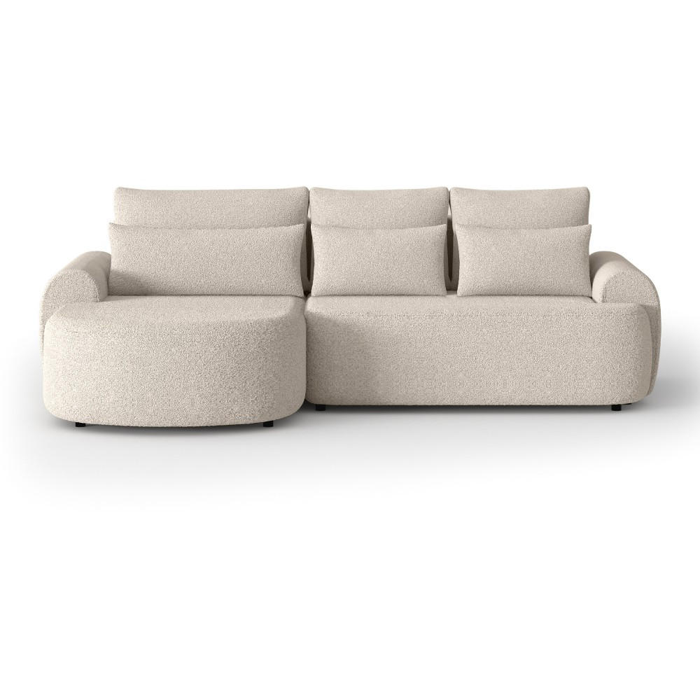 ECKSCHLAFSOFA Olivio L Beige, links - Beige/Schwarz, Kunststoff/Textil (266/170cm) - Beautysofa