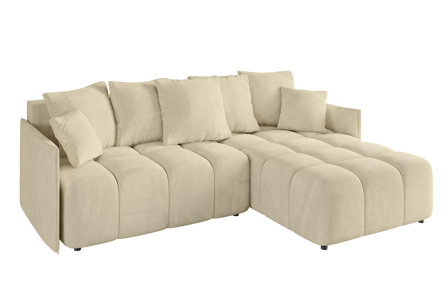 ECKSOFA Ottomane rechts LONLI-L 251x189x68 Taupe Velours - Taupe, Holzwerkstoff/Kunststoff (189/251cm) - ALTDECOR