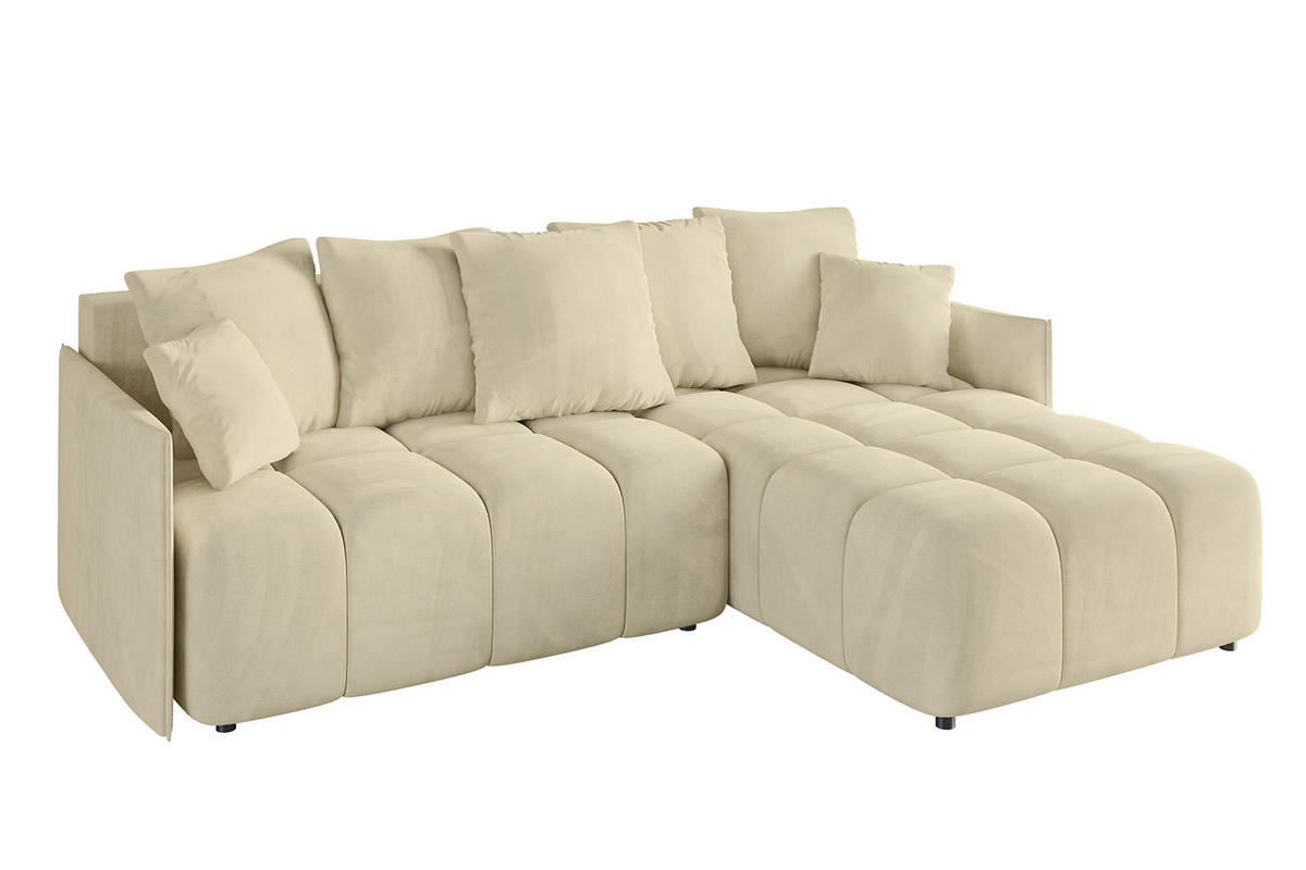 ECKSOFA Ottomane rechts LONLI-L 251x189x68 Taupe Velours - Taupe, Holzwerkstoff/Kunststoff (189/251cm) - ALTDECOR