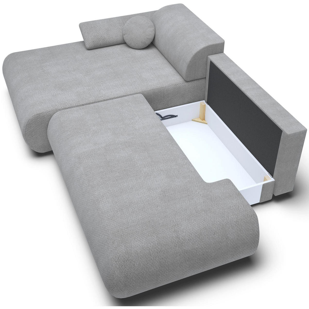 ECKSOFA Armone Grau Chenille - Schwarz/Grau, Kunststoff/Textil (286/173.5cm) - Selsey