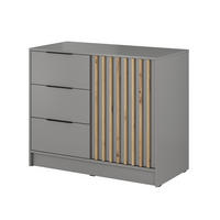 KOMMODE Stilo 105 cm in Grau + Eiche Artisan Lamellen - Schwarz/Eiche Artisan, Holz/Holzwerkstoff (105/86/45cm) - Ravio