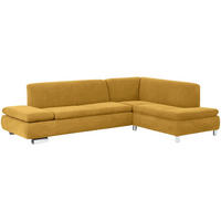 ECKSOFA mit Ottomane rechts Kaye Bezug Veloursstoff Metallfuß verchromt / mais - Currygelb, Kunststoff (270/190cm) - 58aufmkessel