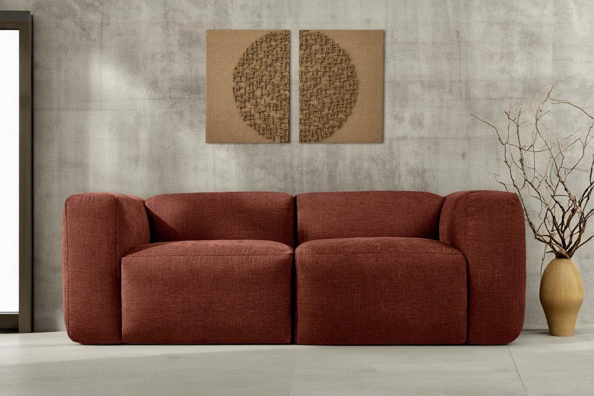 2-SITZER-MODULSOFA BUFFO mit extrem weicher und bequemer Sitzfläche, Gewebestoff, orange - Dunkelorange, Textil (210/73/96cm) - KONSIMO®