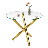 ESSTISCH 80/76/80 cm Gold aus Glas und Metall mit Kreuzfuß - Goldfarben, Metall (80/80/76cm) - OKMYHOME