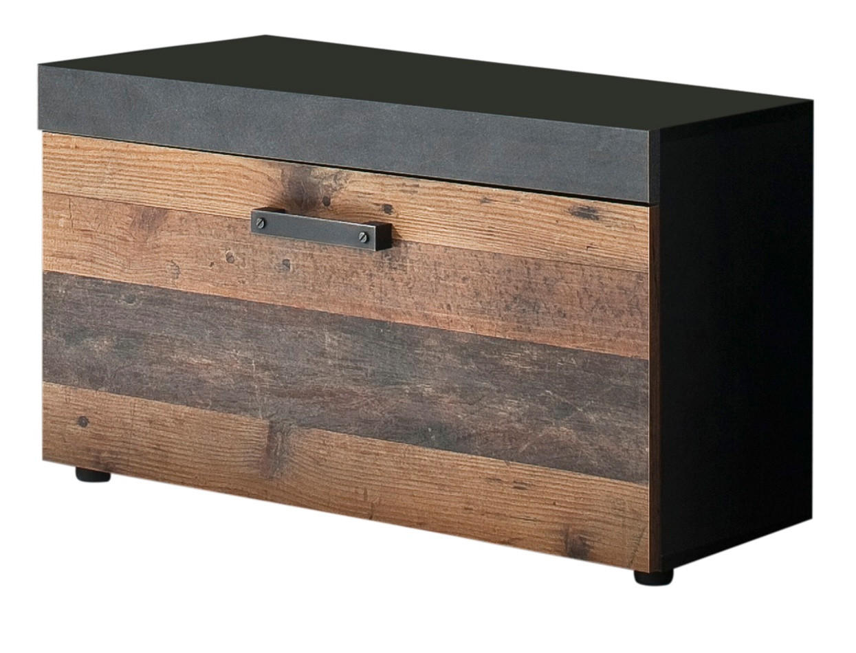 GARDEROBENBANK Used Wood Shabby mit grau 80 x 45 cm, Sitzbank mit Stauraum - Silberfarben/Schwarz, Holzwerkstoff/Kunststoff (80/45/37cm) - Top.Furn