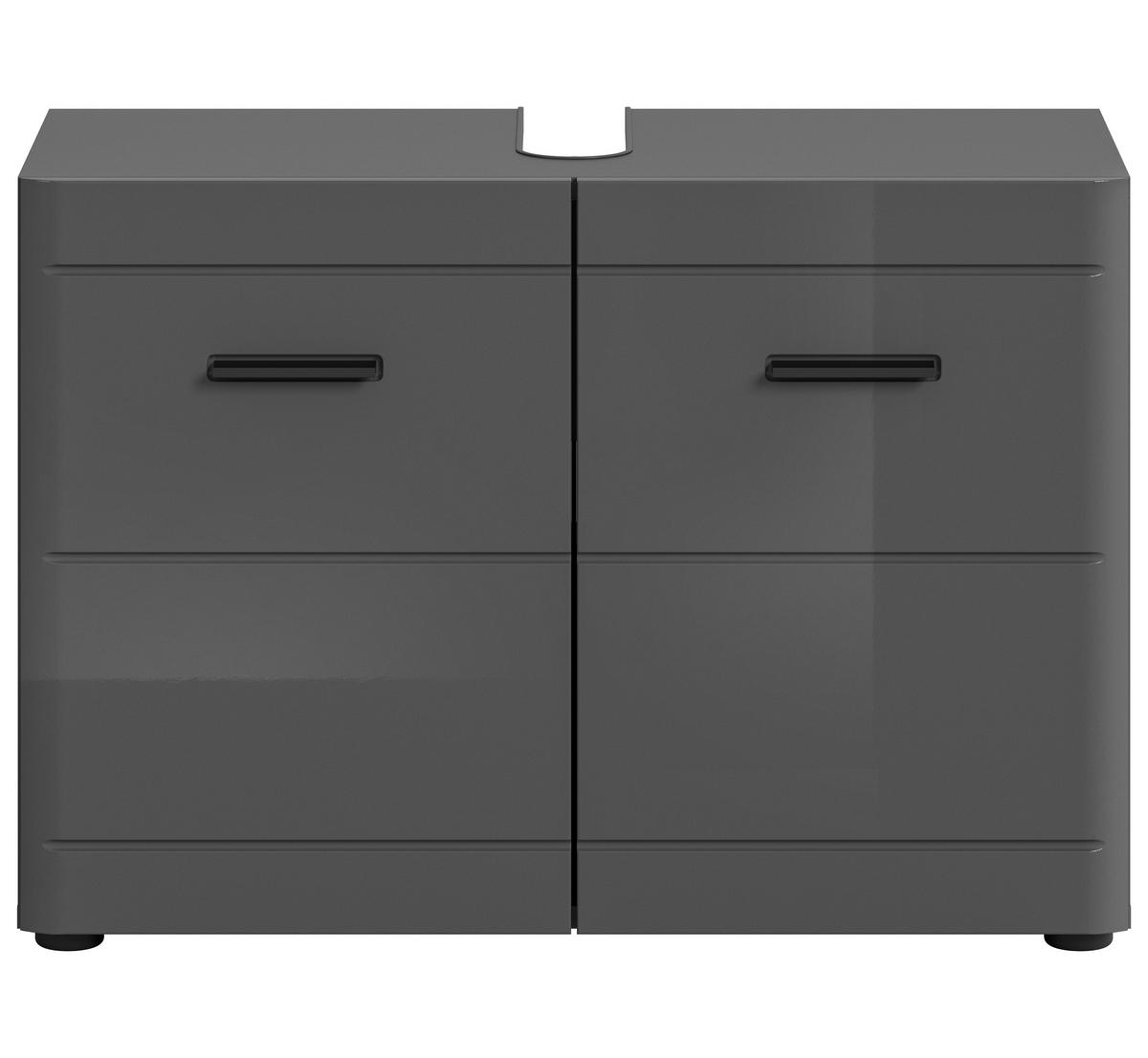 WASCHBECKENUNTERSCHRANK SOFT (B/H/T: ca. 80/56/34 cm) in grau/grau hochglanz - Grau, Holzwerkstoff (80/56/34cm)